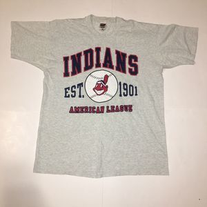 Vintage 1997 Cleveland Indians American League Grey T Shirt Size XL